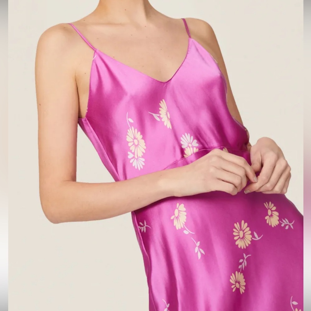Equipment Fuchsia Floral Sabelia Silk Slip Dress Size Small - Picture 3 of 14